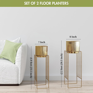 Macetas de Metal Doradas con Soportes, Modernas y Decorativas para Interiores y Exteriores, Hogar, Jardín, Sala de Estar, Oficina - Product Image 2