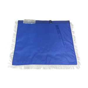 Past Master Freemason <b>White</b> Royal Blue <b>Apron</b> Silver Fringe Tassel Custom OEM Masonic Brotherhood Regalia Ceremony Wear - Product Image 2