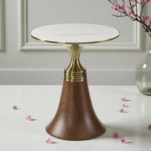 Table basse ronde moderne avec plateau en marbre et structure en métal, design industriel, personnalisable, mobilier de salon contemporain, décoratif - Product Image 1