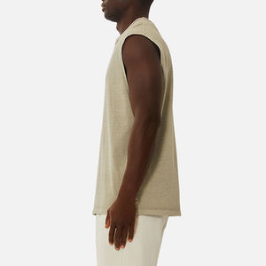 Gilet à capuche avec logo imprimé personnalisé hommes Gym entraînement Fitness Street Wear sans manches 100% coton t-shirt côtelé débardeur hommes - Product Image 3