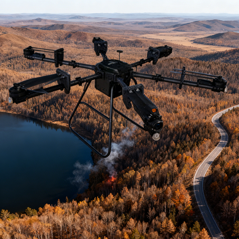 3WWDZF6-30D Forest Firefighting Drone 30KG Load 60min Flight Time 10KM Control IP67 Waterproof 6-Axis Carbon Fiber UAV