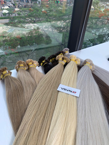 Extensions de cheveux humains vierges vietnamiens à pointes en kératine, super double drawn, couleur brun clair, 30 pouces - Product Image 1