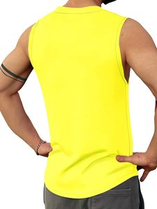 STELLAR STR-MV07 Yellow Tank Top <b>Men's</b> Casual <b>Vest</b> Breathable Plain Dyed <b>White</b> 100% Cotton Knitted 120g O-Neck Silk Screen - Product Image 1