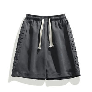 Custom Design 3D Embossed High Street 100% Cotton Solid Breathable <b>Lightweight</b> Summer <b>Shorts</b> for <b>Men</b> - Product Image 3