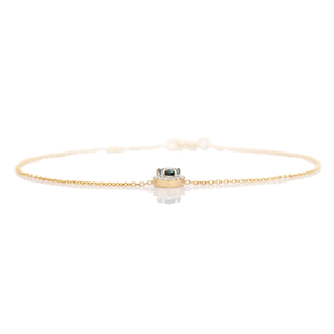 Bracelet Halo en Or Jaune 14K Original de Haute Qualité avec Saphir Bleu en Forme de Cœur et Diamant Taillé Rond, Bijou Délicat - Product Image 5