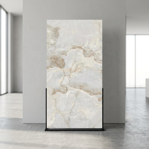 Claudia Onyx Blanc Haute Brillant Naturel Fritté Pierre Marbre Carrelage 1600x3200 Grande Taille Porcelaine pour Salle À Manger En Plein Air Salon - Product Image 3