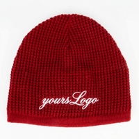 Bonnet d'hiver thermique personnalisé avec logo brodé, en tricot gaufré doublé polaire, casquette ajustée, bonnets d'hiver personnalisés