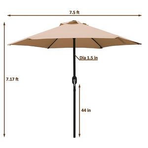 Parasol de terrasse de 7,5 pieds avec manivelle, parasol de marché extérieur avec 6 baleines robustes, imperméable pour jardin et terrasse - Product Image 3