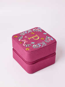 Custom Handmade MDF & <b>Fabric</b> Beaded Jewelry <b>Box</b> Floral Pattern Luxury Decorative <b>Storage</b> by whimsy art craft - Product Image 1