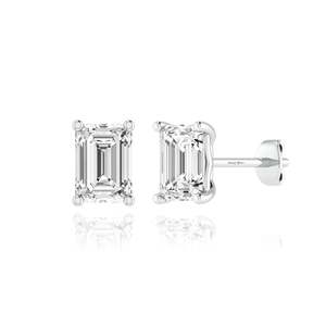 2.00 CTW Emerald Cut Lab Grown Diamond Stud <b>Earrings</b> IGI Certified 14K Solid Gold Classic Solitaire Screw <b>Back</b> for Women - Product Image 3