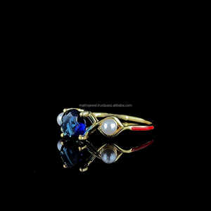 925สเตอร์ลิงเงินธรรมชาติเครื่องประดับมุกน้ำจืดธรรมชาติแหวนเพชรโมอิสสีฟ้าเครื่องประดับแซฟไฟร์สีฟ้า - Product Image 2