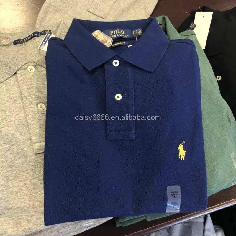 Polo shirt pria lengan pendek, kaus polo tipis bordir kasual longgar musim panas katun mutiara kelas atas