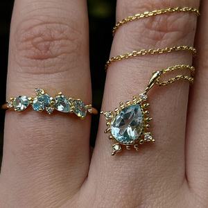 จี้รูปหยดน้ำทรงมรกตประดับอะความารีนแบบวินเทจ พร้อมสร้อยคอเงินแท้ 925 ชุบทอง 14K ได้รับการรับรองจาก IGI  หินประจำเดือนมีนาคม - Product Image 4