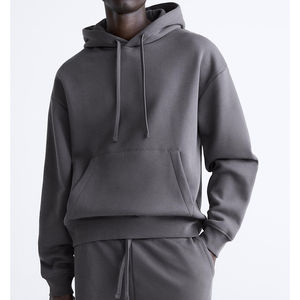 Sweat à capuche en molleton français pour homme, personnalisé avec logo, en polyester/coton épais, coupe oversize, couleur unie, style urbain, ODM pour l'hiver - Product Image 1