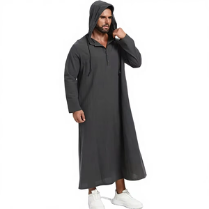 Men's Traditional Korean Hooded Robe Viscose Spring Summer Casual Polka Dot Long Sleeve Super Loose Fit - Product Image 1