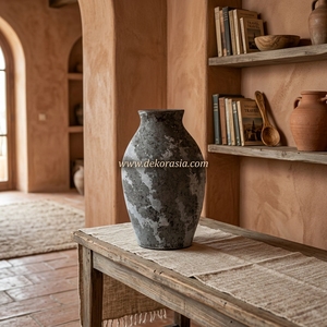 Vase bleu rustique en terre cuite, pot de table artisanal en céramique, urne décorative en terre cuite, vente en gros - Product Image 6
