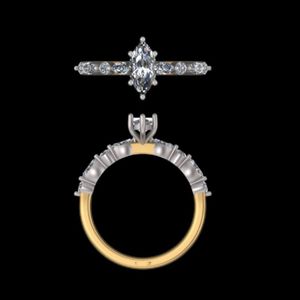 Anillo de Compromiso con Diamante Marquise de 1.37 Quilates, Oro Amarillo de 18k, Piedras Laterales Redondas y en Forma de Pera, Anillo de Boda, Joyería Fina de Lujo para Novia - Product Image 3