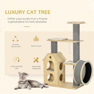Lussuoso Tiragraffi Grande per Gatti in Legno Massello, Moderno e di Stile Contemporaneo, con Cuccia Interna per Gatti, Ideale per Arrampicarsi e Giocare - Product Image 4