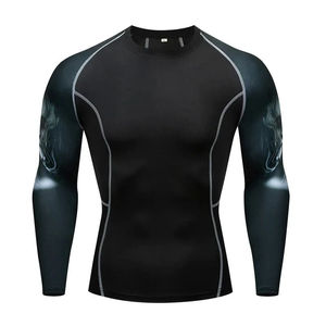 Custom Sublimation Printed Men's Rash Guard <b>Long</b> <b>Sleeve</b> <b>Compression</b> <b>Shirt</b> Gym Fitness Wear BJJ MMA Base Layer Quick Dry - Product Image 4