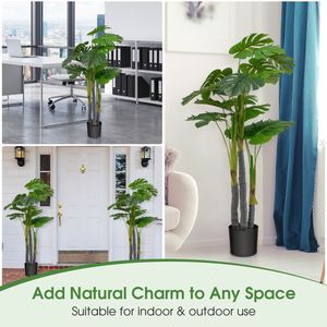 Palmier Monstera artificiel de 4 pieds, plante artificielle en plastique en pot, décoration pour la Saint-Valentin, Noël et Halloween - Product Image 6