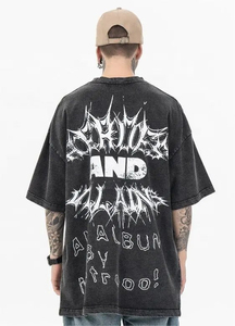 T-shirts pour hommes surdimensionnés, coupe carrée, imprimés graphiques, séchage rapide, en coton, impression DTG, streetwear personnalisé, vente en gros - Product Image 2