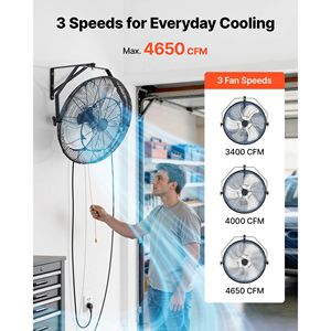 Ventilatore da Parete a 20 Pale, Certificato IP44, in Metallo con Flusso d'Aria Regolabile, Rotazione a 3 Velocità, Spina Tipo AU - Product Image 4