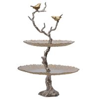 Support à gâteau classique en métal à 3 niveaux, fait main, personnalisable, motif élégant, pour service de traiteur lors de fêtes de fiançailles, haute qualité