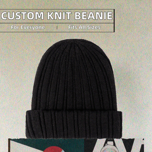 Bonnet tricoté côtelé personnalisé pour l'hiver, taille unique, style décontracté, logo 3D personnalisé, couleur unie, unisexe adulte - Product Image 4