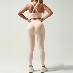 Conjunto Deportivo para Mujer de 2 Piezas, Leggings Sin Costuras de Cintura Alta con Sujetador Deportivo, Conjunto de Yoga, Sujetador con Mangas, Ropa Deportiva para Correr - Product Image 5