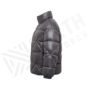 Veste matelassée pour femme, hiver, col montant, manches longues, fermeture éclair, coupe-vent, rembourrage en polyester, longueur courte, couleur unie - Product Image 3