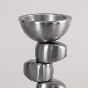 Brûleur d'encens moderne en argent brossé avec bol supérieur en forme de galets empilés et support de base circulaire en acrylique transparent pour parfum - Product Image 2