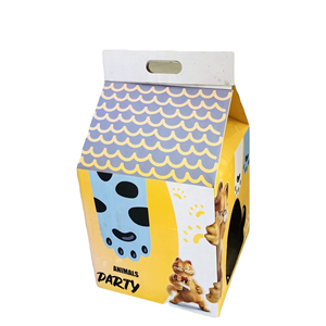 Gratte-chat en carton ivoire matériaux recyclés écologiques pour la maison OEM boîte carrée portable abri pour chat facile à assembler pour animal de compagnie - Product Image 1