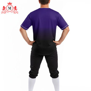 เสื้อเบสบอลสีม่วงและสีดำสำหรับผู้ชายพร้อมกางเกงสีดำชุดยูนิฟอร์มโพลีเอสเตอร์ระบายอากาศได้ขนาดผู้ใหญ่ - Product Image 3