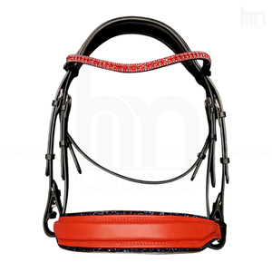 Bridon de luxe en cuir anatomique anglais HMGLOBAL HMG-B-2058 avec quincaillerie en acier inoxydable de haute qualité et néoprène doux scintillant - Product Image 6