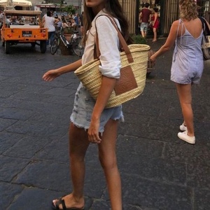 Woven Seagrass Tote <b>Bag</b> <b>Straw</b> Handbag Summer Shoulder Purse for Travel Beach Daily Use - Product Image 3