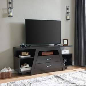 Modern Design Two-Drawer <b>Tall</b> <b>TV</b> <b>Stand</b> Cabinet with Two Divided Cubbies and Shelf - Product Image 1
