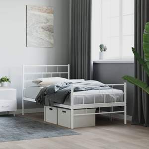 Base de Cama Doble de Metal con Recubrimiento de Polvo Blanco, Serie de Camas Metálicas Elegantes - Product Image 1