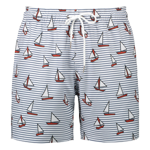 Easy Wear High Demanding Vintage Knitted Men Discharge Printed <b>Waterproof</b> Breathable Quick Dry Washable Elastic Waist <b>Shorts</b> - Product Image 1