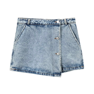 Leggings Vaqueros de Cintura Alta para Mujer, con Botones Cruzados en la Parte Delantera, Dobladillo Asimétrico, Transpirables para Invierno, Fabricante OEM Personalizado - Product Image 3