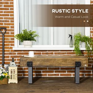 Rustic Wood Effect Concrete Entryway <b>Bench</b> with Metal Legs Garden <b>Bench</b> for <b>Indoor</b> and Outdoor for Patio Park Bed End <b>Bench</b> - Product Image 6