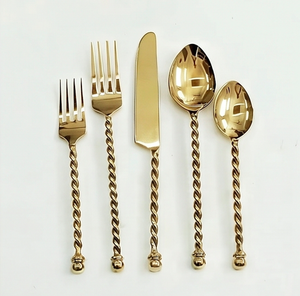 Ensemble de couverts en acier inoxydable, design moderne, poignée en corde, compatible lave-vaisselle, idéal pour les cadeaux, ustensiles de cuisine, utilisation sur table - Product Image 1