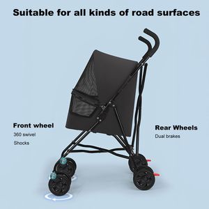Passeggino Pieghevole Leggero Nero per Cani e Gatti di Piccola Taglia con Ventilazione a Rete e Portabicchieri per Trasportare il Tuo Amico Peloso - Product Image 6
