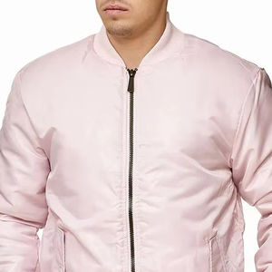 Nouvelle veste bomber en nylon rose pour le printemps, veste d'hiver, logo personnalisé, veste bomber grande taille pour hommes, design OEM personnalisé - Product Image 3