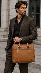 Sac Messager pour Ordinateur Portable en Cuir Véritable Gravs pour Homme - Léger, Durable, Luxe, Fermeture Éclair, Haute Qualité - Product Image 5