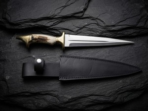 Cuchillo de caza de hoja fija de acero al carbono hecho a mano con mango de hueso y herrajes de latón, 14 pulgadas, para exteriores, DIY, OEM - Product Image 3