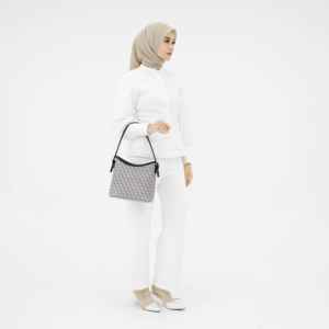 กระเป๋าสะพายข้างผู้หญิงลายดอกไม้โบราณ ขนาดใหญ่ จุของได้เยอะ สะพายไหล่เดียว สีพื้น มีซิปปิด ซับในโพลีเอสเตอร์ - Product Image 2