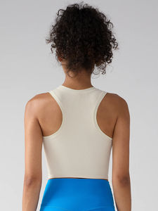 Sujetador deportivo de una pieza para mujer, a prueba de golpes, transpirable, para yoga, fitness, chaleco ajustado para correr, gimnasio, entrenamiento, tops sin mangas de punto de elastano/poliéster - Product Image 3