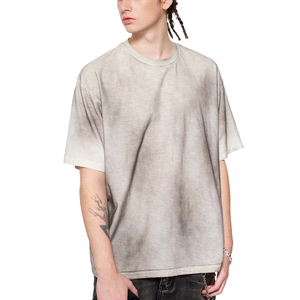 T-shirt Homme Personnalisé 100% Coton Effet Vieilli Délavé par Pulvérisation Manches Courtes Style Vintage Technique de Lavage à l'Acide Numérique Coupe Oversize - Product Image 2