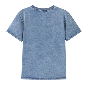Camisa Premium AKA 1908 de Mezclilla Chenille para Mujer, Color Azul Claro, Cuello Redondo, Manga Corta, Estilo Griego Informal - Product Image 2
