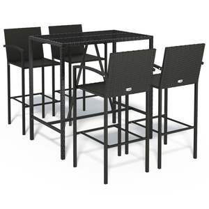 Ensemble de bar de jardin en polyrotin noir durable, 5 pièces, meubles d'extérieur durables - Product Image 2
